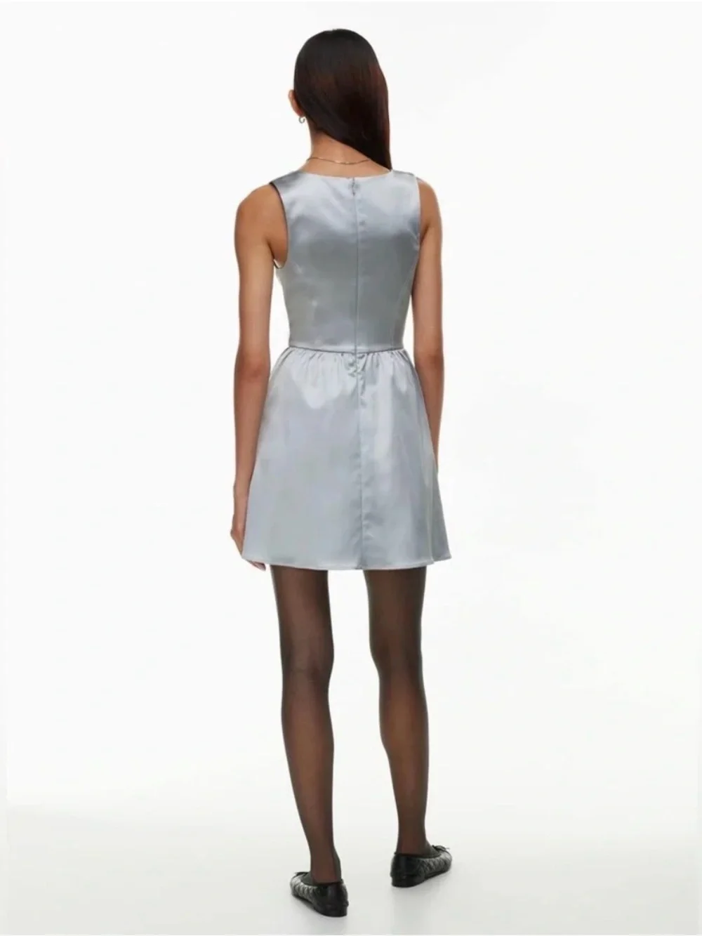 Aritzia Sunday Best Septor Satin Dress Cool Lagoon Grey Size 00